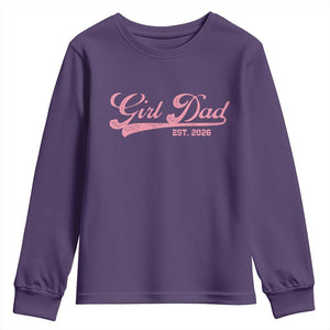 Girl Dad Est 2026 Youth Sweatshirt Dad Of Girl 2026 Pink Baby Announcement TS11 Purple Print Your Wear