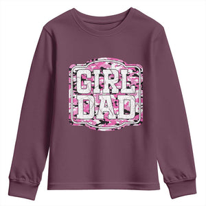 Girl Dad Youth Sweatshirt Pink Camo Hunting Daddy Father's Day TS11 Maroon Print Your Wear
