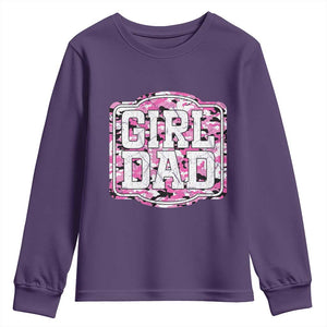 Girl Dad Youth Sweatshirt Pink Camo Hunting Daddy Father's Day TS11 Purple Print Your Wear
