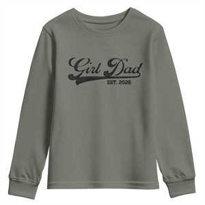 Girl Dad Est 2026 Youth Sweatshirt Dad Of Girl 2026 Baby Announcement TS11 Military Green Print Your Wear