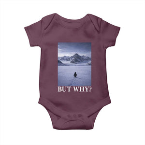 Nihilist Penguin But Why Baby Onesie Lone Penguin Walking Toward Mountain Meme TS11 Maroon Print Your Wear