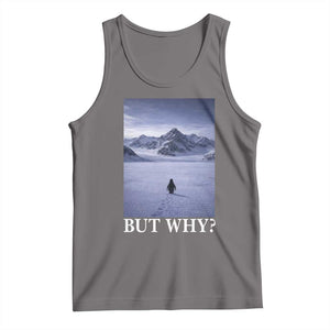 Nihilist Penguin But Why Tank Top Lone Penguin Walking Toward Mountain Meme TS11 Deep Heather Print Your Wear