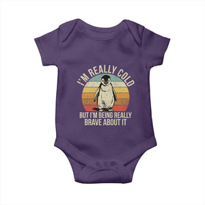 I Am Really Cold But I'm Being Really Brave About It Baby Onesie Funny Penguin TS11 Purple Print Your Wear