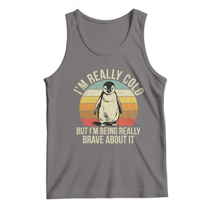 I Am Really Cold But I'm Being Really Brave About It Tank Top Funny Penguin TS11 Deep Heather Print Your Wear