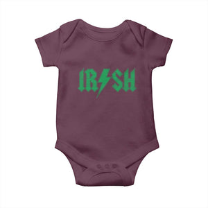 Funny Irish Rocker St Patrickss Day Lightning Bolt Rock and Roll Baby Onesie TS11 Maroon Print Your Wear