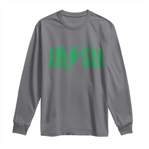 Funny Irish Rocker St Patrickss Day Lightning Bolt Rock and Roll Long Sleeve Shirt TS11 Charcoal Print Your Wear