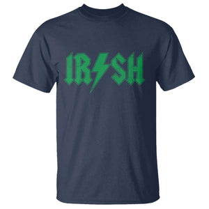 Funny Irish Rocker St Patrickss Day Lightning Bolt Rock and Roll T Shirt TS11 Navy Print Your Wear