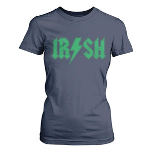 Funny Irish Rocker St Patrickss Day Lightning Bolt Rock and Roll T Shirt For Women TS11 Navy Print Your Wear