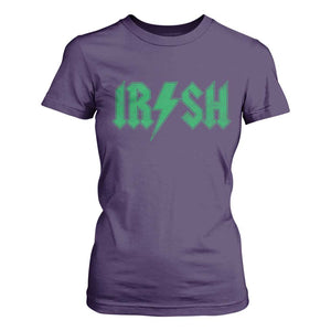 Funny Irish Rocker St Patrickss Day Lightning Bolt Rock and Roll T Shirt For Women TS11 Purple Print Your Wear