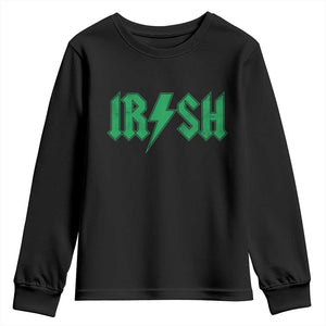 Funny Irish Rocker St Patrickss Day Lightning Bolt Rock and Roll Youth Sweatshirt TS11 Black Print Your Wear