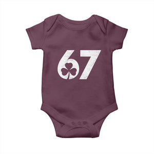 Funny St Patricks Day 67 Six Seven Vintage Shamrock Baby Onesie TS11 Maroon Print Your Wear
