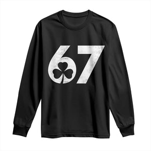 Funny St Patricks Day 67 Six Seven Vintage Shamrock Long Sleeve Shirt TS11 Black Print Your Wear
