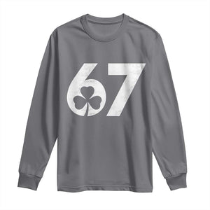 Funny St Patricks Day 67 Six Seven Vintage Shamrock Long Sleeve Shirt TS11 Charcoal Print Your Wear