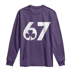 Funny St Patricks Day 67 Six Seven Vintage Shamrock Long Sleeve Shirt TS11 Purple Print Your Wear