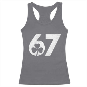 Funny St Patricks Day 67 Six Seven Vintage Shamrock Racerback Tank Top TS11 Charcoal Print Your Wear