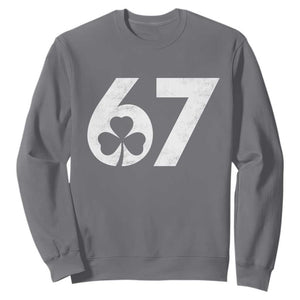 Funny St Patricks Day 67 Six Seven Vintage Shamrock Sweatshirt TS11 Charcoal Print Your Wear