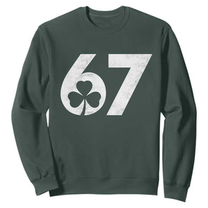 Funny St Patricks Day 67 Six Seven Vintage Shamrock Sweatshirt TS11 Dark Forest Green Print Your Wear
