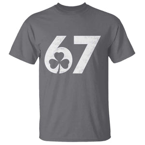 Funny St Patricks Day 67 Six Seven Vintage Shamrock T Shirt TS11 Charcoal Print Your Wear