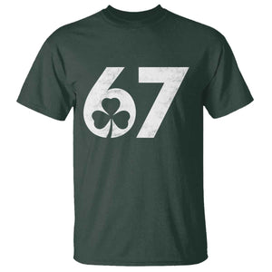 Funny St Patricks Day 67 Six Seven Vintage Shamrock T Shirt TS11 Dark Forest Green Print Your Wear