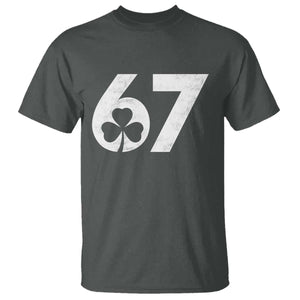 Funny St Patricks Day 67 Six Seven Vintage Shamrock T Shirt TS11 Dark Heather Print Your Wear