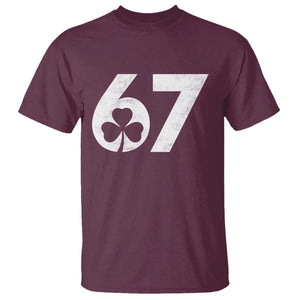 Funny St Patricks Day 67 Six Seven Vintage Shamrock T Shirt TS11 Maroon Print Your Wear