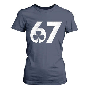 Funny St Patricks Day 67 Six Seven Vintage Shamrock T Shirt For Women TS11 Navy Print Your Wear