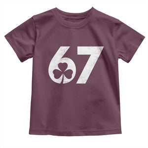 Funny St Patricks Day 67 Six Seven Vintage Shamrock Toddler T Shirt TS11 Maroon Print Your Wear