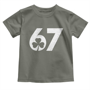 Funny St Patricks Day 67 Six Seven Vintage Shamrock Toddler T Shirt TS11 Military Green Print Your Wear