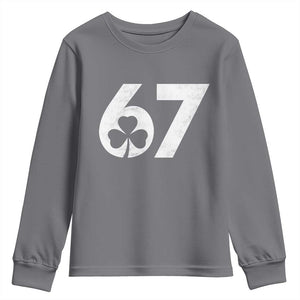 Funny St Patricks Day 67 Six Seven Vintage Shamrock Youth Sweatshirt TS11 Charcoal Print Your Wear