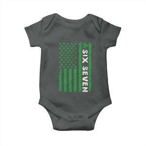 Six Seven 67 St Patricks Day Shamrock Vintage American Flag Baby Onesie TS11 Dark Heather Print Your Wear