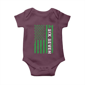 Six Seven 67 St Patricks Day Shamrock Vintage American Flag Baby Onesie TS11 Maroon Print Your Wear