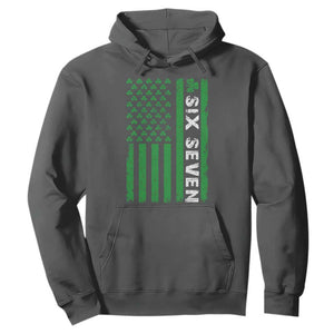 Six Seven 67 St Patricks Day Shamrock Vintage American Flag Hoodie TS11 Dark Heather Print Your Wear
