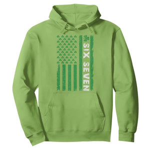 Six Seven 67 St Patricks Day Shamrock Vintage American Flag Hoodie TS11 Lime Print Your Wear