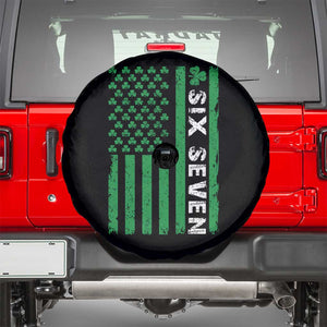 Six Seven 67 St Patricks Day Shamrock Vintage American Flag Spare Tire Cover TS11 Black Print Your Wear