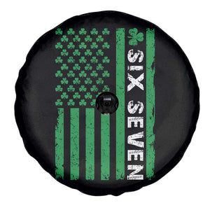 Six Seven 67 St Patricks Day Shamrock Vintage American Flag Spare Tire Cover TS11 Print Your Wear