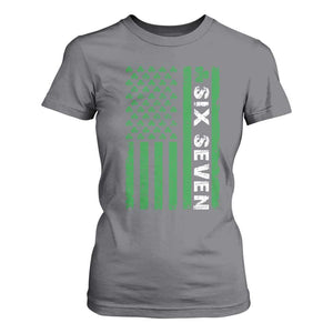Six Seven 67 St Patricks Day Shamrock Vintage American Flag T Shirt For Women TS11 Charcoal Print Your Wear