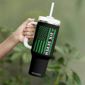 Six Seven 67 St Patricks Day Shamrock Vintage American Flag Tumbler With Handle TS11 Print Your Wear