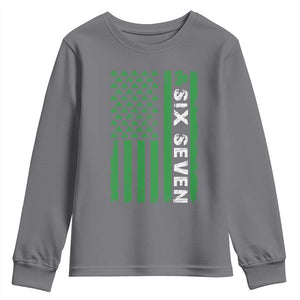 Six Seven 67 St Patricks Day Shamrock Vintage American Flag Youth Sweatshirt TS11 Charcoal Print Your Wear