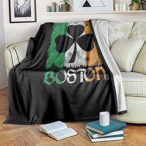 Boston St Patricks Day Throw Blanket Distressed Shamrock Vintage Irish Flag TS11 Print Your Wear