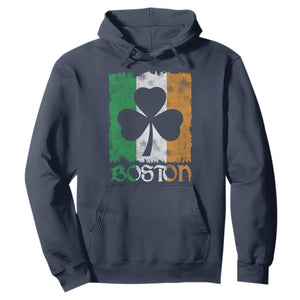 Boston St Patricks Day Hoodie Distressed Shamrock Vintage Irish Flag TS11 Navy Print Your Wear