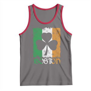 Boston St Patricks Day Tank Top Distressed Shamrock Vintage Irish Flag TS11 Deep Heather Red Print Your Wear