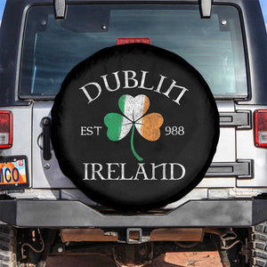 Dublin Ireland Est 988 Spare Tire Cover St Patricks Day Shamrock Leaf TS11 No hole Black Print Your Wear