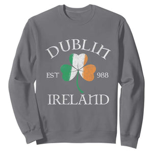 Dublin Ireland Est 988 Sweatshirt St Patricks Day Shamrock Leaf TS11 Charcoal Print Your Wear