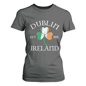 Dublin Ireland Est 988 T Shirt For Women St Patricks Day Shamrock Leaf TS11 Dark Heather Print Your Wear