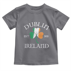 Dublin Ireland Est 988 Toddler T Shirt St Patricks Day Shamrock Leaf TS11 Charcoal Print Your Wear