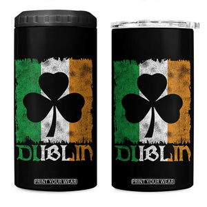 Dublin Ireland St Patricks Day 4 in 1 Can Cooler Tumbler Distressed Shamrock Vintage Irish Flag TS11 One Size: 16 oz Black Print Your Wear