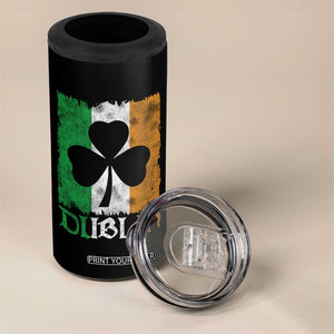 Dublin Ireland St Patricks Day 4 in 1 Can Cooler Tumbler Distressed Shamrock Vintage Irish Flag TS11 Print Your Wear