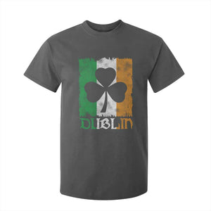Dublin Ireland St Patricks Day T Shirt For Kid Distressed Shamrock Vintage Irish Flag TS11 Dark Heather Print Your Wear
