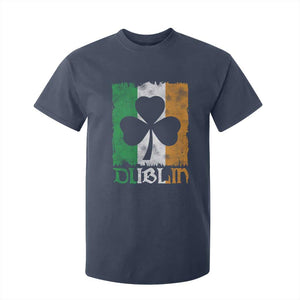Dublin Ireland St Patricks Day T Shirt For Kid Distressed Shamrock Vintage Irish Flag TS11 Navy Print Your Wear