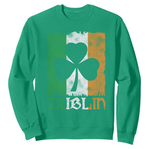 Dublin Ireland St Patricks Day Sweatshirt Distressed Shamrock Vintage Irish Flag TS11 Irish Green Print Your Wear